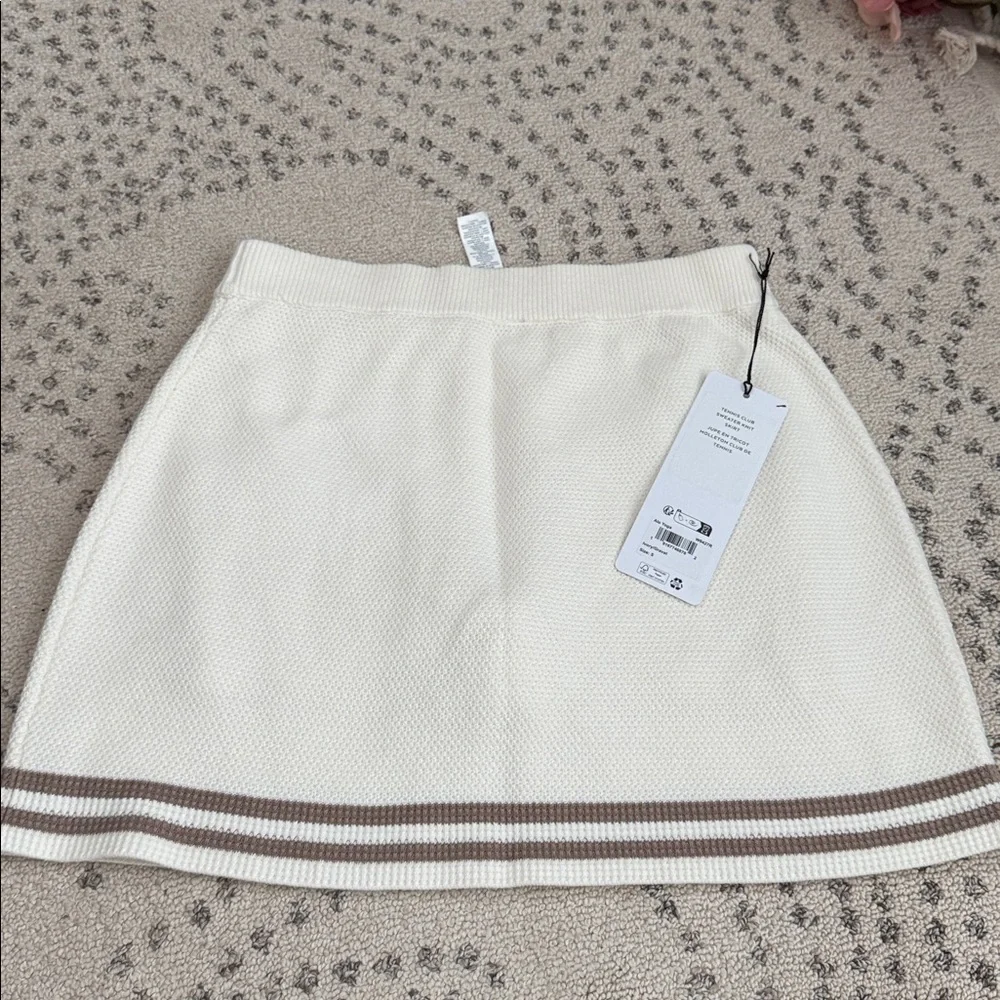 NWT Alo Tennis Club Sweater Knit Skirt- ivory/gravel, size small